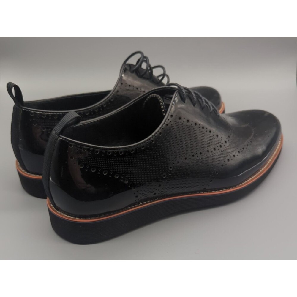 Marc Nolan Oscar Black Patent Leather Wholecut Brogue Sneakers Mens 8 Pad Insole - Picture 4 of 12